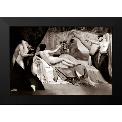 The Boudoir Black Modern Wood Framed Art Print by Vintage Nudes