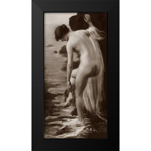 Salt Water Bath Black Modern Wood Framed Art Print by Vintage Nudes