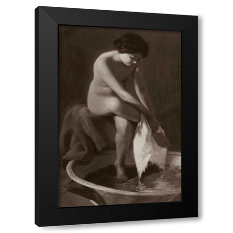 The Foot Washer Black Modern Wood Framed Art Print with Double Matting by Vintage Nudes
