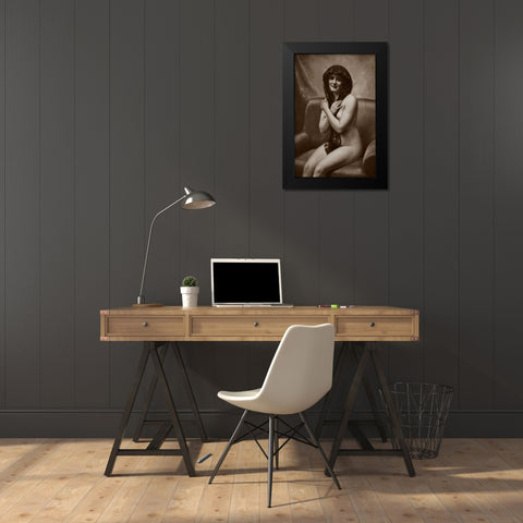 The Mantilla Black Modern Wood Framed Art Print by Vintage Nudes
