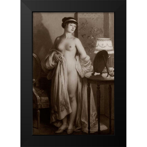 Le Miroir Black Modern Wood Framed Art Print by Vintage Nudes