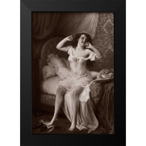 Au Lever Black Modern Wood Framed Art Print by Vintage Nudes