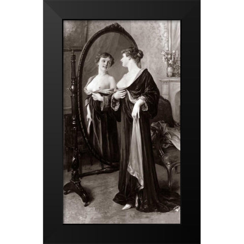 Satisfaction Black Modern Wood Framed Art Print by Vintage Nudes