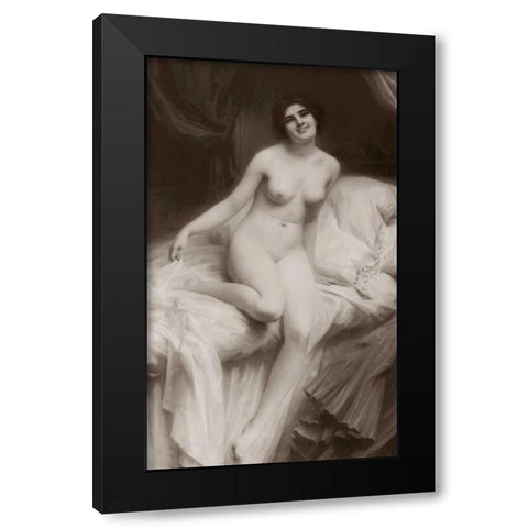 The Awakening Black Modern Wood Framed Art Print by Vintage Nudes