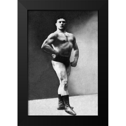 Bodybuilders Shadowed Front and Partial Right Profile Black Modern Wood Framed Art Print by Vintage Muscle Men