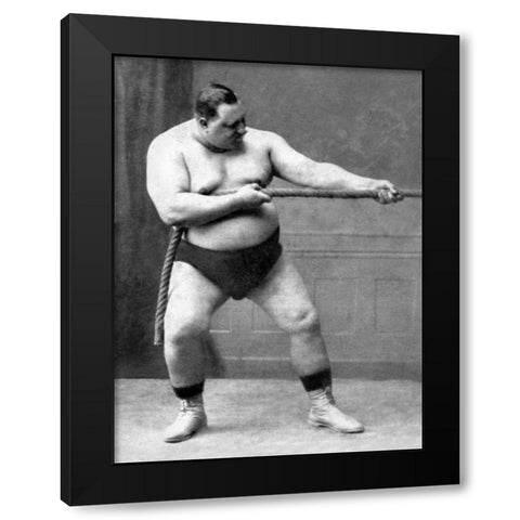 Tug of War Flex Black Modern Wood Framed Art Print by Vintage Muscle Men