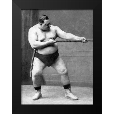 Tug of War Flex Black Modern Wood Framed Art Print by Vintage Muscle Men