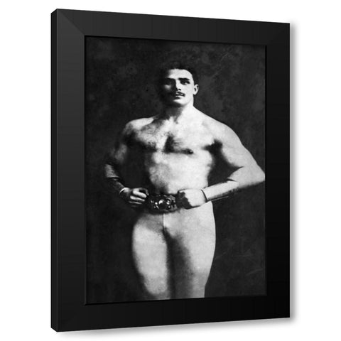Bodybuilder in Tights Black Modern Wood Framed Art Print by Vintage Muscle Men