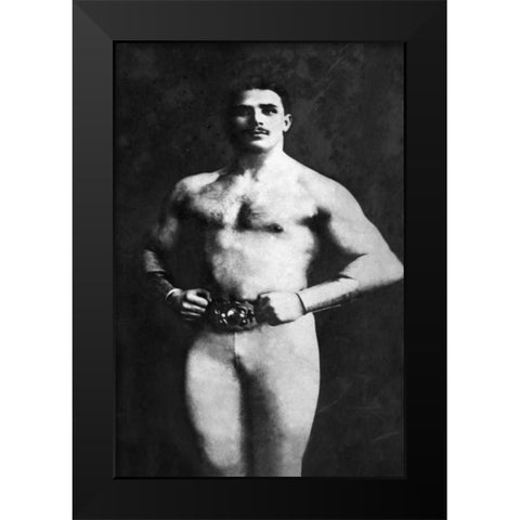 Bodybuilder in Tights Black Modern Wood Framed Art Print by Vintage Muscle Men
