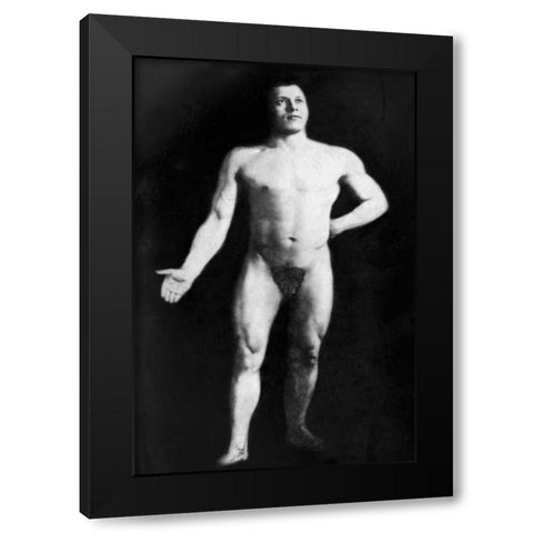Nude Bodybuilder Black Modern Wood Framed Art Print with Double Matting by Vintage Muscle Men