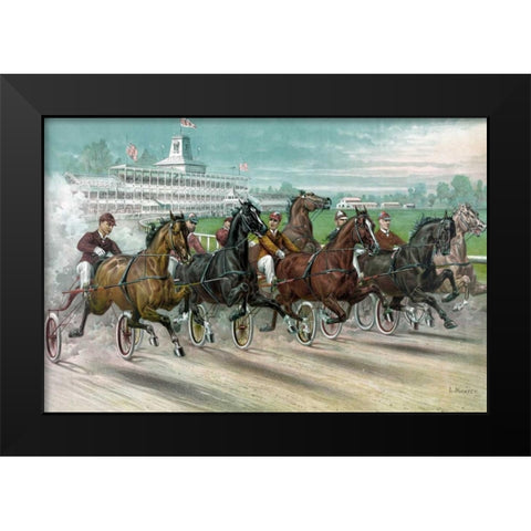 A Dash for the Pole Black Modern Wood Framed Art Print by Currier and Ives