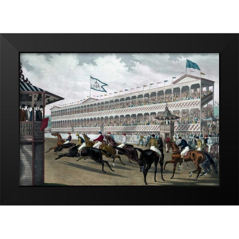 The False Start, Jerome Park, N.Y. Black Modern Wood Framed Art Print by Robertson, Wm. C.
