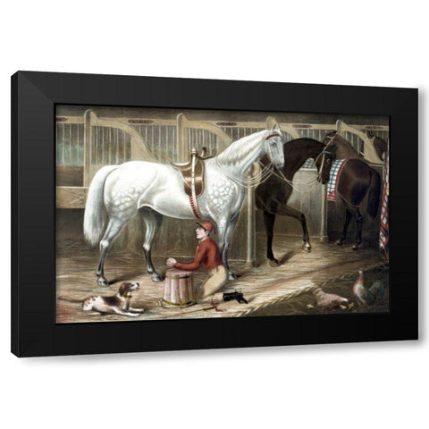 The Jockeys prayer Black Modern Wood Framed Art Print with Double Matting by Smith, Rae