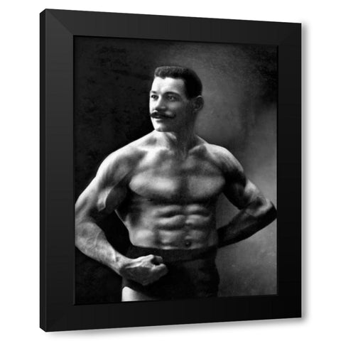 Oscar the Russian Wrestler Black Modern Wood Framed Art Print with Double Matting by Vintage Wrestler