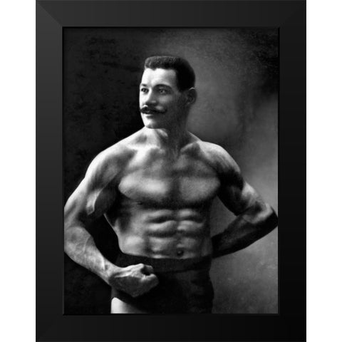 Oscar the Russian Wrestler Black Modern Wood Framed Art Print by Vintage Wrestler