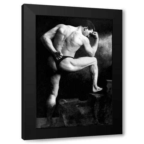 Russian Wrestler Black Modern Wood Framed Art Print with Double Matting by Vintage Wrestler