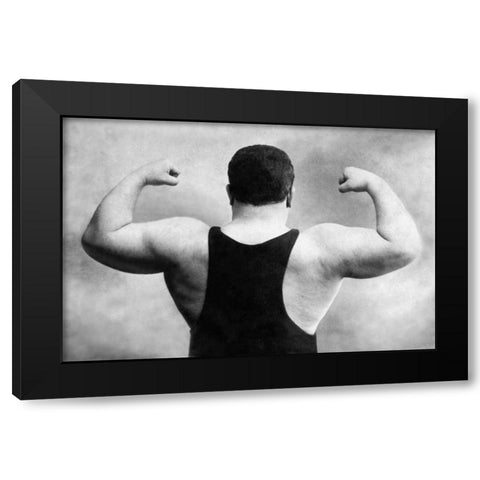 Russian Wrestlers Back and Shoulders Black Modern Wood Framed Art Print with Double Matting by Vintage Wrestler