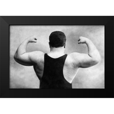 Russian Wrestlers Back and Shoulders Black Modern Wood Framed Art Print by Vintage Wrestler