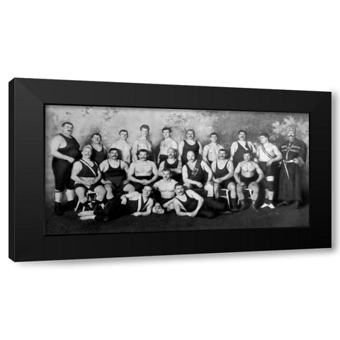 Russian Wrestling Team Black Modern Wood Framed Art Print with Double Matting by Vintage Wrestler