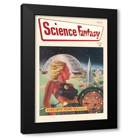 Science-Fantasy: World of the Future Black Modern Wood Framed Art Print by Retrosci-fi