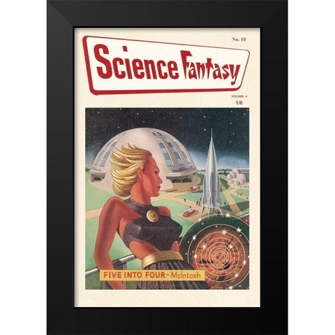 Science-Fantasy: World of the Future Black Modern Wood Framed Art Print by Retrosci-fi