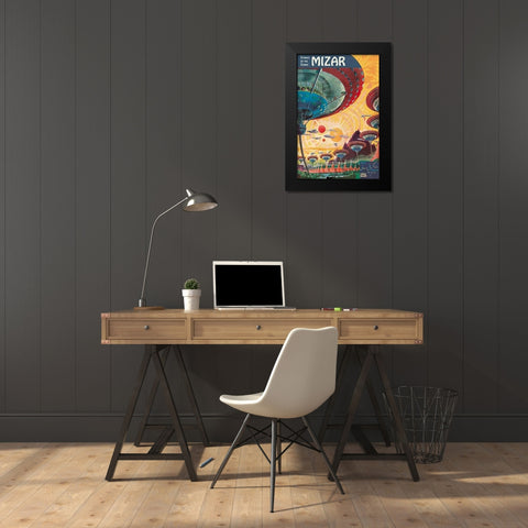 Retrosci-fi: Storeis of the Stars - Floating Colonies of Mizar Black Modern Wood Framed Art Print by Paul, Frank R.