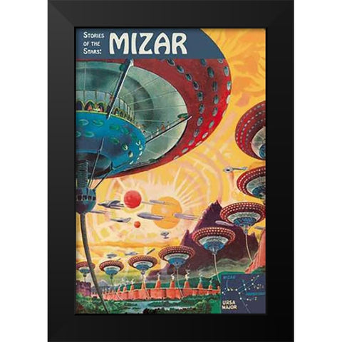 Retrosci-fi: Storeis of the Stars - Floating Colonies of Mizar Black Modern Wood Framed Art Print by Paul, Frank R.