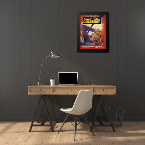 Science Fiction Quarterly: Crash Course with the Sun Black Modern Wood Framed Art Print by Retrosci-fi