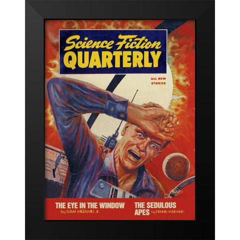 Science Fiction Quarterly: Crash Course with the Sun Black Modern Wood Framed Art Print by Retrosci-fi
