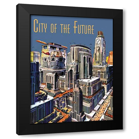 Retrosci-fi: City of the Future Black Modern Wood Framed Art Print with Double Matting by Paul, Frank R.