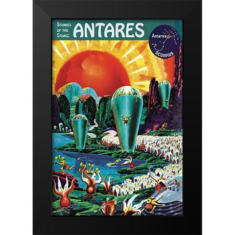 Retrosci-fi: Stories of the Stars - Antares Black Modern Wood Framed Art Print by Paul, Frank R.