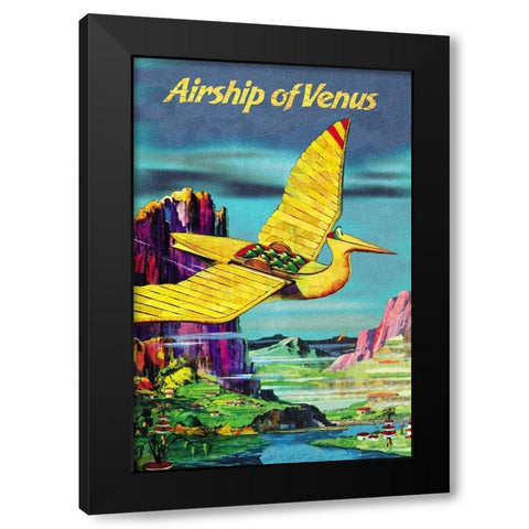 Airship of Venus Black Modern Wood Framed Art Print by Retrosci-fi