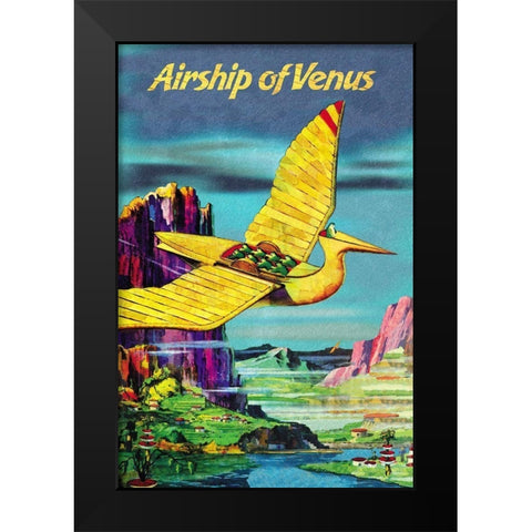 Airship of Venus Black Modern Wood Framed Art Print by Retrosci-fi