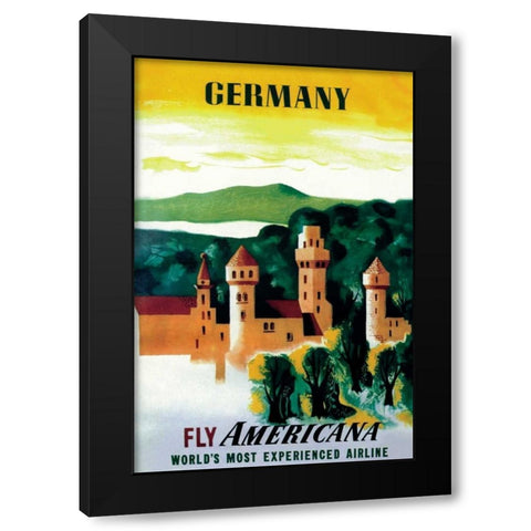 German Castle Black Modern Wood Framed Art Print with Double Matting by Unknown