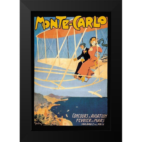 Monte Carlo Concours dAviation Black Modern Wood Framed Art Print by Grun, Jules Alexandre