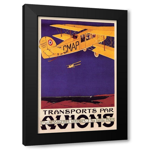 Transports par Avions Black Modern Wood Framed Art Print by Money, N R