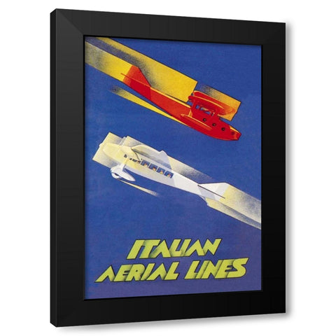Italian Aerial Lines Black Modern Wood Framed Art Print with Double Matting by Di Lazzaro