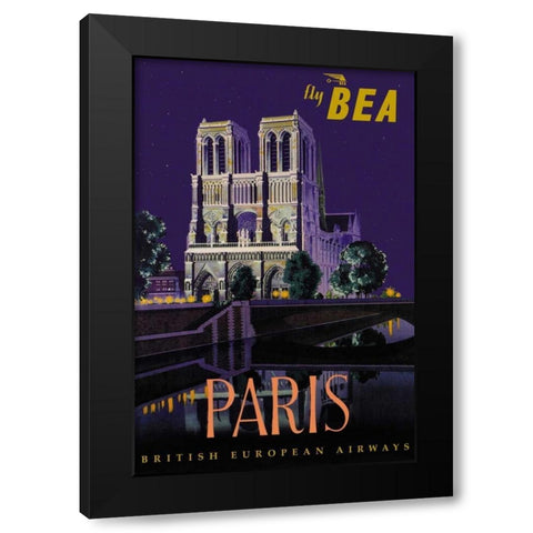 Fly BEA Paris Black Modern Wood Framed Art Print with Double Matting by Padden, Dapne