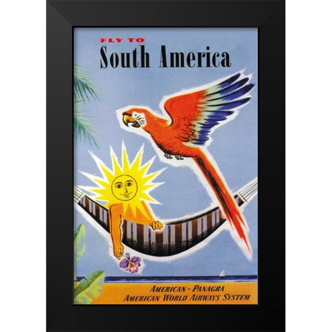 Fly to South America Black Modern Wood Framed Art Print by Dubois, Jean