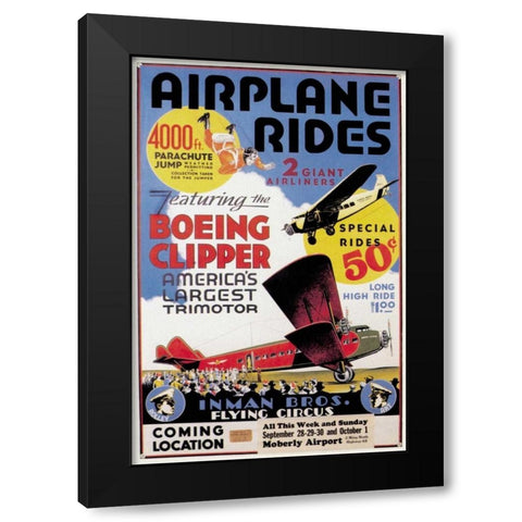Airplane Rides: Inman Bros. Flying Circus Black Modern Wood Framed Art Print by Unknown