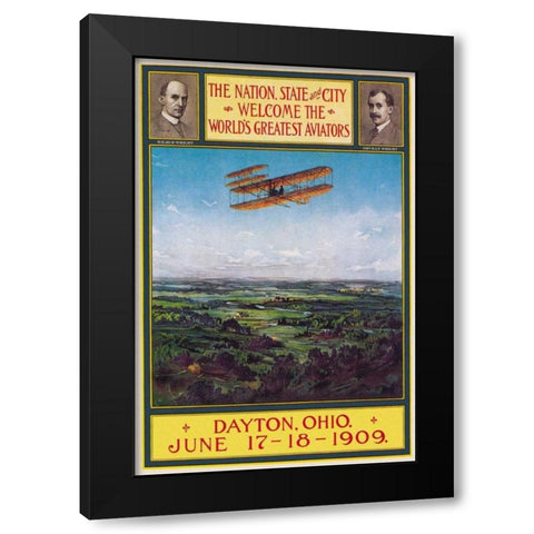 Dayton, Ohio Welcomes the Wright Brothers Black Modern Wood Framed Art Print by Walker Litho