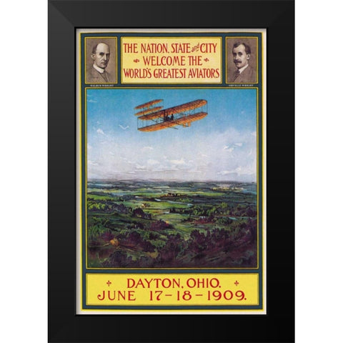 Dayton, Ohio Welcomes the Wright Brothers Black Modern Wood Framed Art Print by Walker Litho