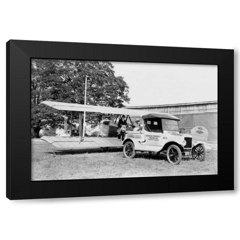 Ford Towing Plane Black Modern Wood Framed Art Print by Unknown