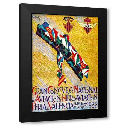 Gran Concurso Nacional de Aviacion y Hidroaviacion Black Modern Wood Framed Art Print with Double Matting by Abad