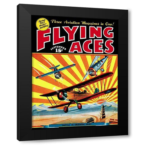 Flying Aces over the Rising Sun Black Modern Wood Framed Art Print by Mayshark, C. B