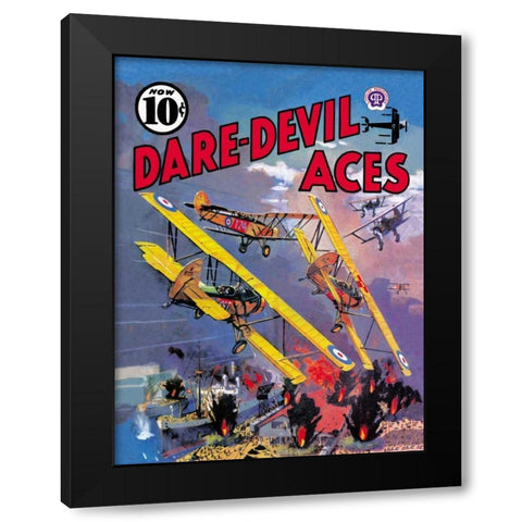 Dare-Devil Aces: The Dead Will Fly Again Black Modern Wood Framed Art Print with Double Matting by Unknown