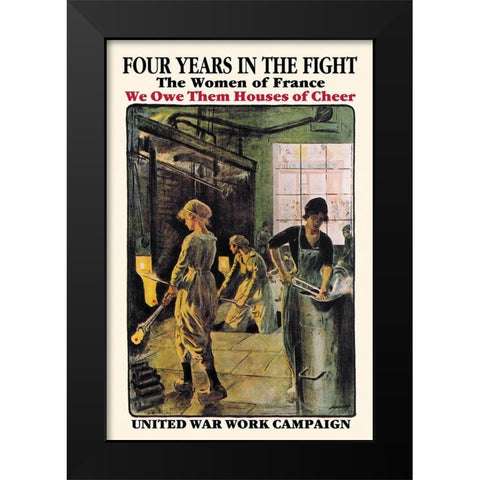 Four Years in the Fight: The Women of France, 1918 Black Modern Wood Framed Art Print by Jonas, Lucien