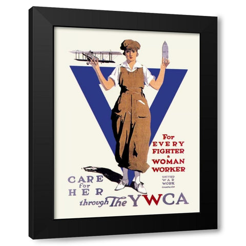 United War Work Campaign Black Modern Wood Framed Art Print by Treidler