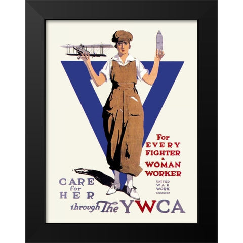 United War Work Campaign Black Modern Wood Framed Art Print by Treidler