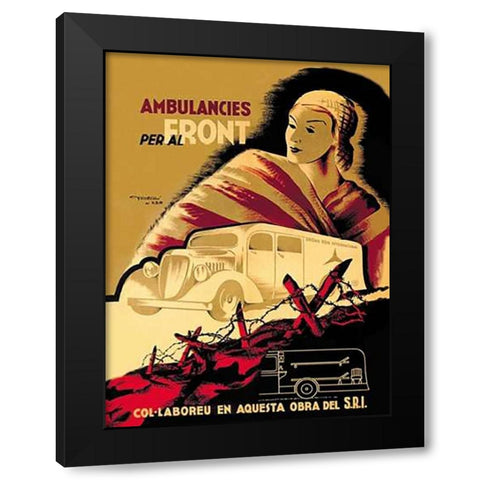 Ambulancies per al Front Black Modern Wood Framed Art Print by Fortsere